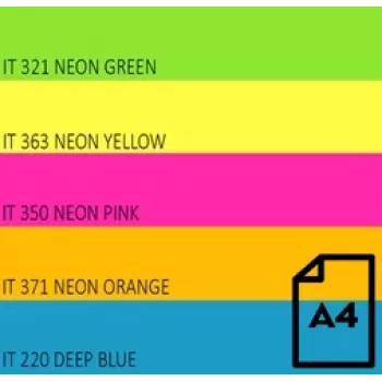 Krāsains neona papīrs Double A, 75g, A4, 100 loksnes, Rainbow 4, 5 neona krāsas
