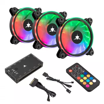 Ventilatoru komplekts White Shark Nebula-2 Black — ARGB 120mm ventilatori (komplekts)