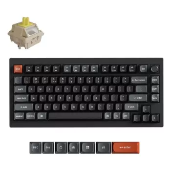 Mehāniskā tastatūra Keychron V1 Ultra 8K — 75% izmērs, QWERTY, Bluetooth, RGB, Melna