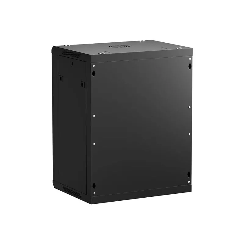NETRACK 019-150-645-022 sienas/piekares skapis 19 inch 15U/450 mm stikla durvis melns noņemami sānu paneļi