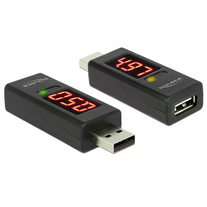 DeLOCK 65569 USB 2.0 sprieguma un strāvas testera adapteris, melns