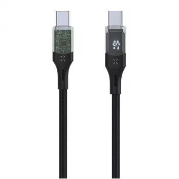 Fiksēts kabelis USB-C/USB-C ar displeja atbalstu, PD, 2m, USB 2.0, 100W | FIXDD-CC2-BK