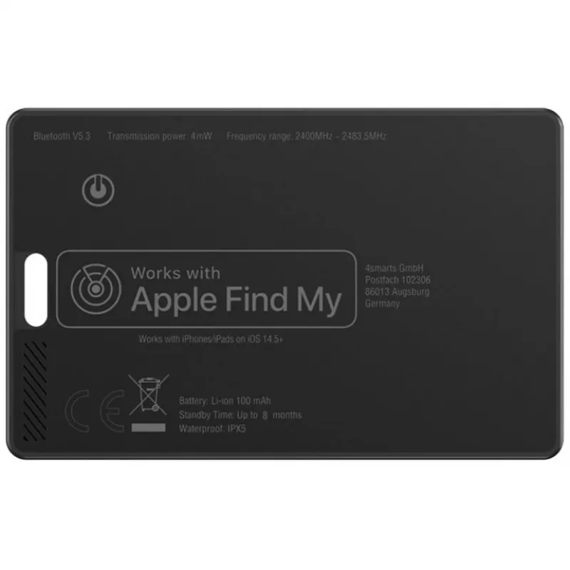 4smarts SkyTag Card ReCharge atrašanās vietas meklētājs, melns