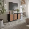Kumode Cama Meble VOLARE 151 x 39 x 75 cm, melna/valrieksts, skaidu plātne