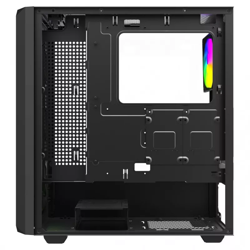 Datora korpuss Savio Noctis Glass RGB Cube, ATX/Micro-ATX/Mini-ITX, rūdīta stikla priekšpuse, RGB ventilatori, melns