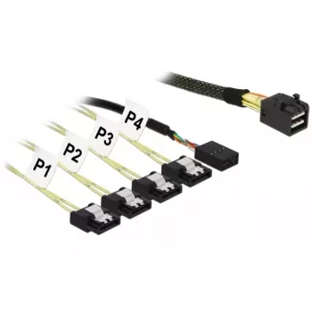 SAS kabelis DeLOCK 85732, Mini SAS HD SFF-8643 uz 4x SATA 6 Gb/s, 1 m