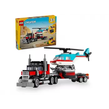 LEGO Creator 2-in-1 plakankravas auto ar helikopteru 31146, pārveidojams komplekts bērniem