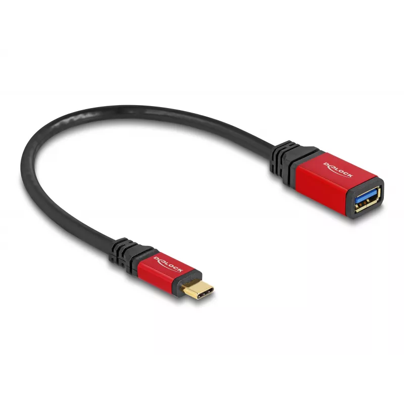 USB Adapter DeLOCK 60172 USB Type-C vīriešu uz USB Type-A sieviešu 10 Gbps 15 cm sarkans metāls