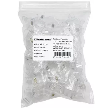 Modulārais RJ45 savienotājs QOLTEC 54550 CAT5e UTP, 100 gab. iepakojumā