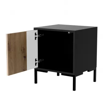 Naktsgaldiņš Cama Meble MERCI 44x40x52,5 cm, melns un ozols, MDF/skaidu plātne, 2 gab. komplekts