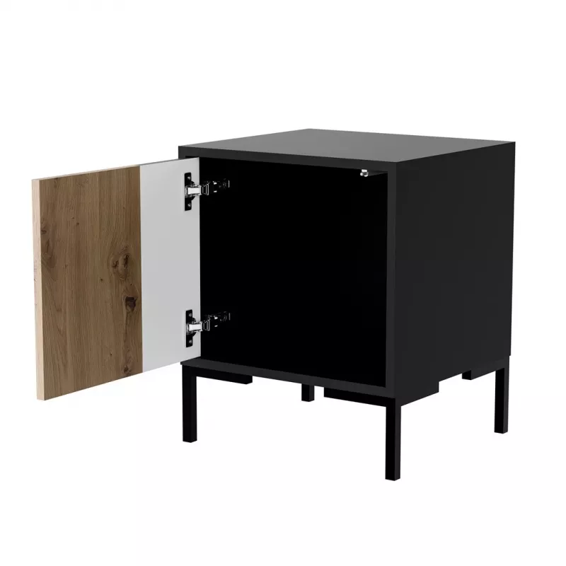 Naktsgaldiņš Cama Meble MERCI 44x40x52,5 cm, melns un ozols, MDF/skaidu plātne, 2 gab. komplekts