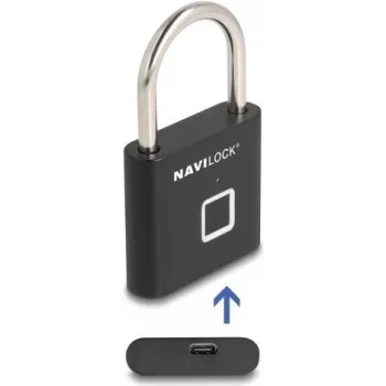 Biometriskā slēdzene Navilock 20965 pirkstu nospiedumu lasītājs 75×45 mm melna