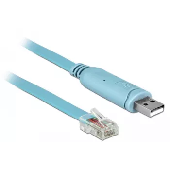 DeLOCK USB 2.0 Type-A vīriešu uz Serial RS-232 RJ45 vīriešu adaptera kabelis 2m zils