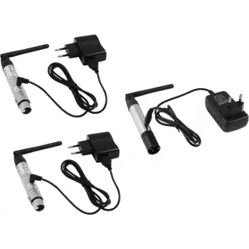 Bezvadu DMX komplekts EUROLITE QuickDMX Sūtītājs 1x + Uztvērējs 2x (20000027)