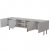 TV skapis Cama LUCCA 4D 200x40x59 cm, smilškrāsas apdare, pelēka skaidu plātnes virsma