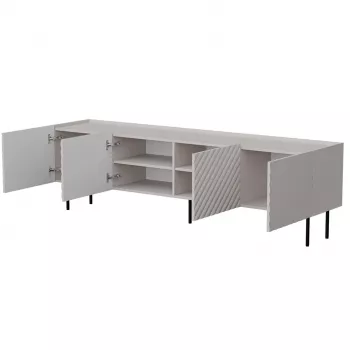 TV skapis Cama LUCCA 4D 200x40x59 cm, smilškrāsas apdare, pelēka skaidu plātnes virsma