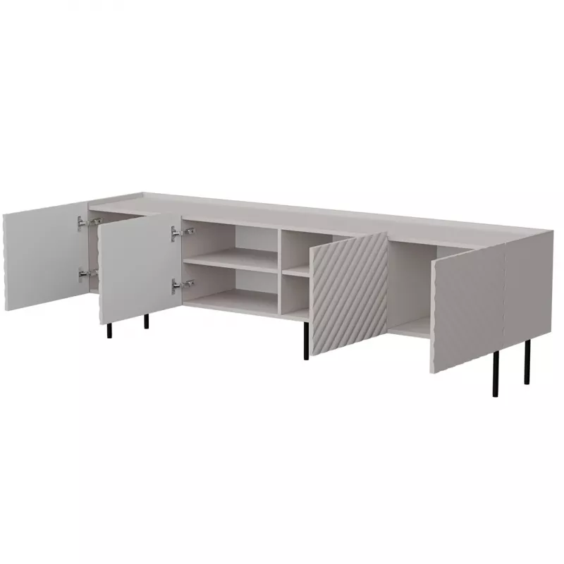 TV skapis Cama LUCCA 4D 200x40x59 cm, smilškrāsas apdare, pelēka skaidu plātnes virsma