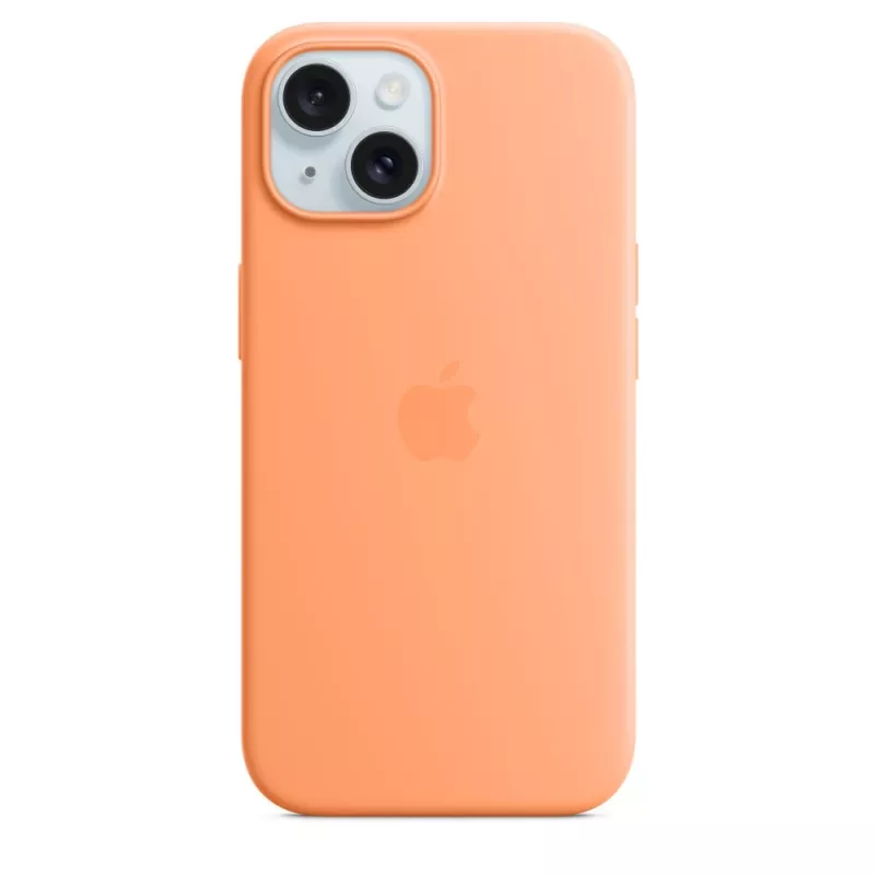 Apple iPhone 15 Silicone Case ar MagSafe - Orange Sorbet