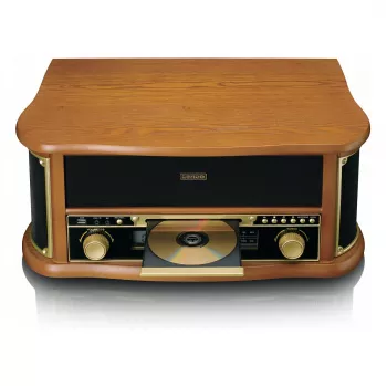 Belt-dzenā atskaņotājs Lenco TCD-2551WD Wood — Bluetooth, CD, kasete, AM/FM, USB ieraksts, 33/45/78 apgr./min