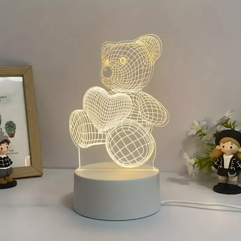 Nakts lampiņa Extralink HOME 3D sirds optiskās ilūzijas galda lampa USB