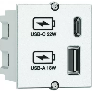 Strāvas sadalītājs Bachmann 917.2271 ar USB A un USB C, 22W izeja, vairāku kontaktligzdu pagarinātājs