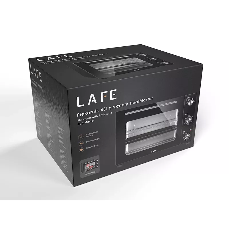 LAFE HeatMaster PIW-005 elektriskā krāsns, 48 L, 1800 W, konvekcija, rotējošais iesms