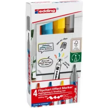 Flipchart marķieris Edding 385 1.0–5.0 mm dažādās krāsās, 4 gabalu komplekts