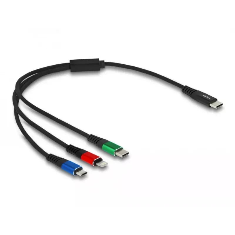 DeLOCK USB lādēšanas kabelis 3 in 1 USB Type-C Lightning Micro USB 30 cm