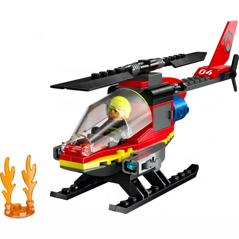 LEGO City Ugunsdzēsēju helikopters 60411 konstruktors, 85 detaļas, rotējoši rotori, 1 minifigūra, vecums 5+ (220×90×60 mm)