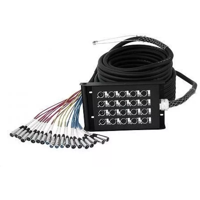 Stagebox Omnitronic 16IN/4OUT XLR/XLR — daudzkodola kabelis ar 16 XLR ieejām un 4 XLR izejām