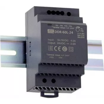 MEAN WELL DDR-60G-24 līdzstrāvas pārveidotājs 24V 2.5A 60W DIN sliedei