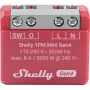 Viedais slēdzis Shelly 1PM Mini Gen4, bezvadu 110–240V AC, max 8A / 2000W, plastmasas korpuss 34×16×29 mm