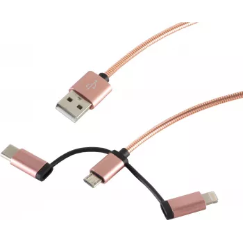 USB kabelis S/CONN 14-50074 USB 2.0 1 m USB A Micro-USB B rozā zelts