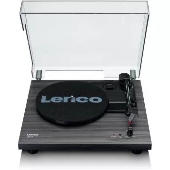 Lenco LS-10 Black – Belt-drive audio atskaņotājs ar iebūvētiem skaļruņiem, 33/45 RPM, RCA izeja, austiņu ligzda