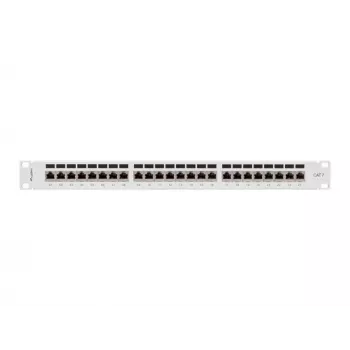 Patch panel 1U LANBERG PPS7-1024-S — 24 porti, Cat7, F/UTP, metāls, 1U (445×102×44.5 mm)
