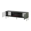 Cama Meble TV skapis ar kamīnu TRESSE 180x40x54,5 cm — matēti zaļa virsma, skaidu plātne