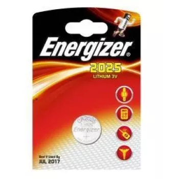 Vienreizējās lietošanas litija pogas baterija Energizer CR2025 3 V, 1 gab.