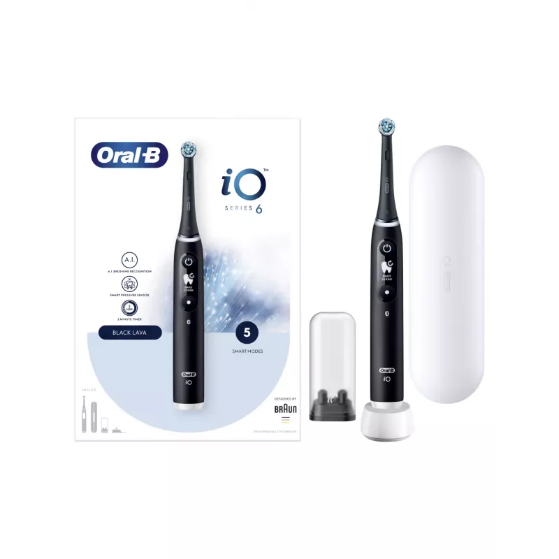 Oral-B IO6 elektriskā zobu birste ar somiņu Black Onyx