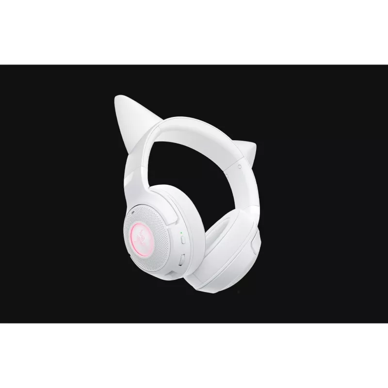 Bezvadu spēļu austiņas Razer Kraken Kitty V2 BT White ar Bluetooth, THX Spatial Audio, RGB apgaismojumu