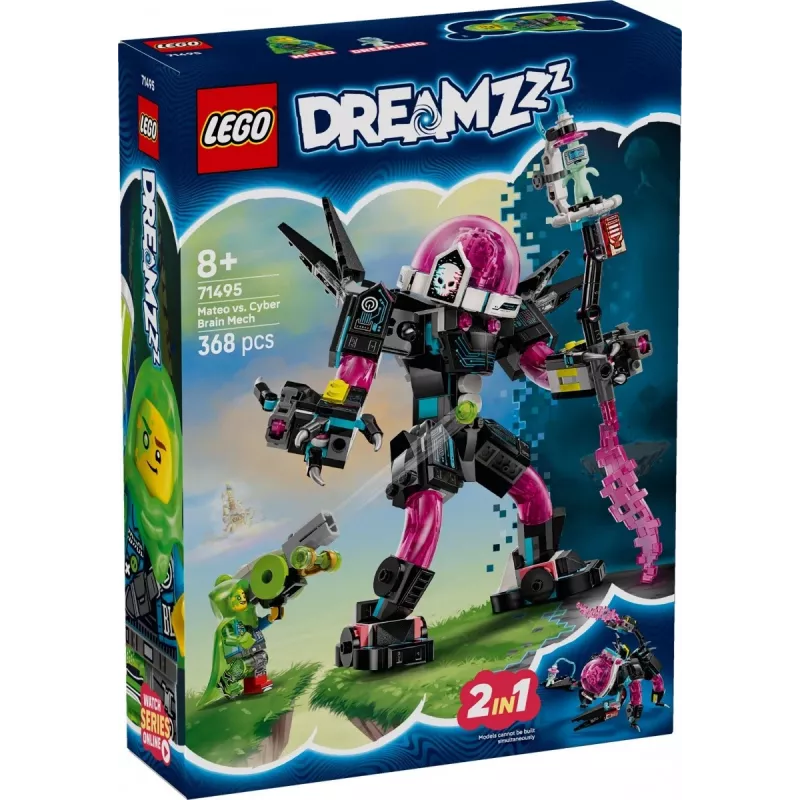 Konstruktors LEGO 71495 Mateo pret Kiberprāta mehu — rotaļu komplekts ar minifigūrām un uzbūvējamu mehu