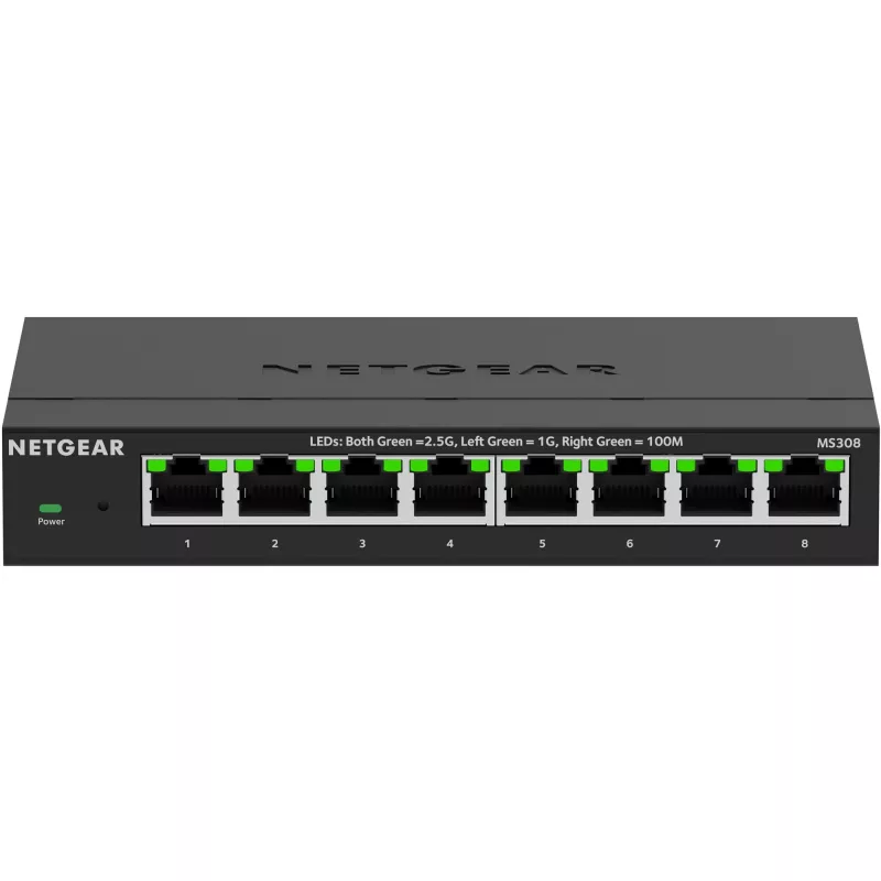 NETGEAR MS308 Nepārvaldāms 2.5G Ethernet slēdzis, 8 porti, melns