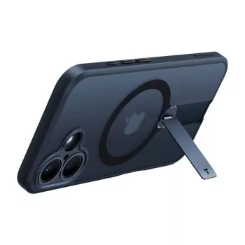Aizsargmaciņš Torras Pstand Spin iPhone 16 Plus — melns, salokāms statīvs, plāna aizsardzība