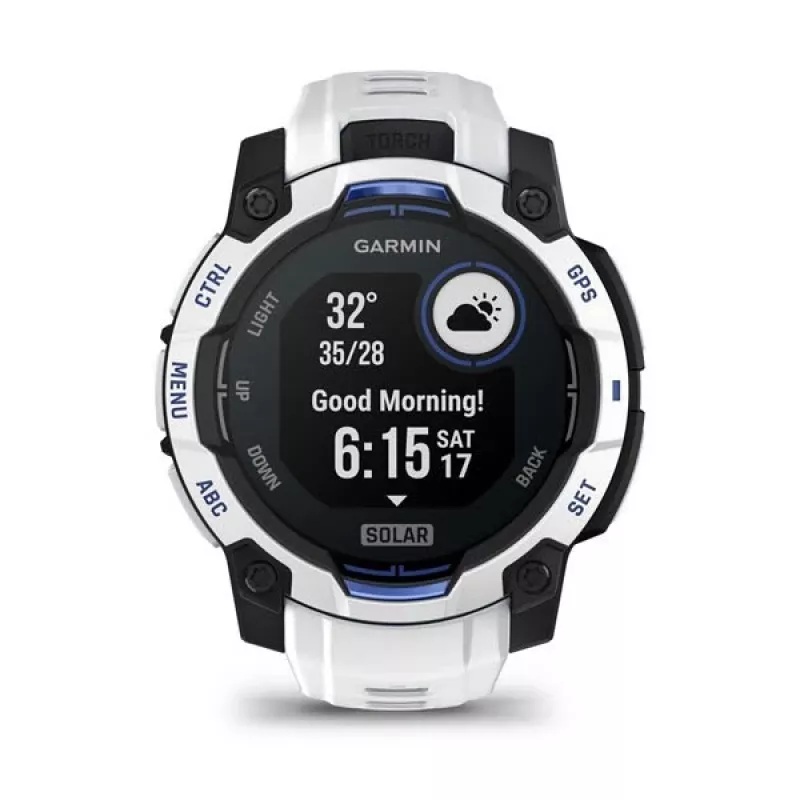 Garmin Instinct 3 Solar viedpulkstenis, 45 mm, Black/Stone White, silikona siksniņa (010-02934-03)