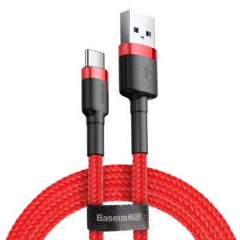 USB 2.0 A uz USB-C kabelis Baseus CATKLF-B09 1m QC3.0 neilona pīts sarkans, ātra uzlāde un datu sinhronizācija