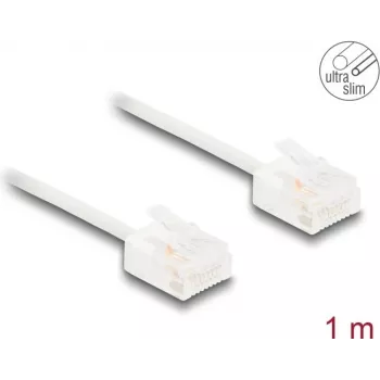 DeLOCK RJ45 Cat.6 UTP Ultra Slim 1m Balts tīkla kabelis