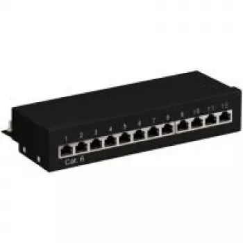 Wentronic Goobay CAT 6 Mini/galda sadales panelis, 12 porti, Melns - STP ekranēts (69307)