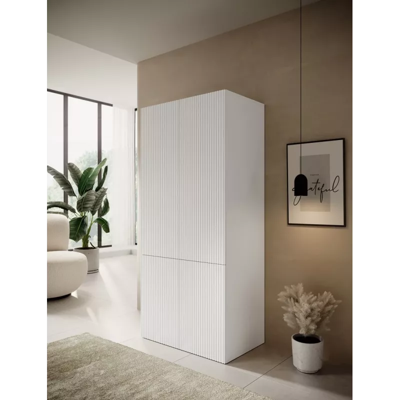 Skapis PAFOS 2D 90x55.5x198.5 cm balts matēts ar 2 plauktiem