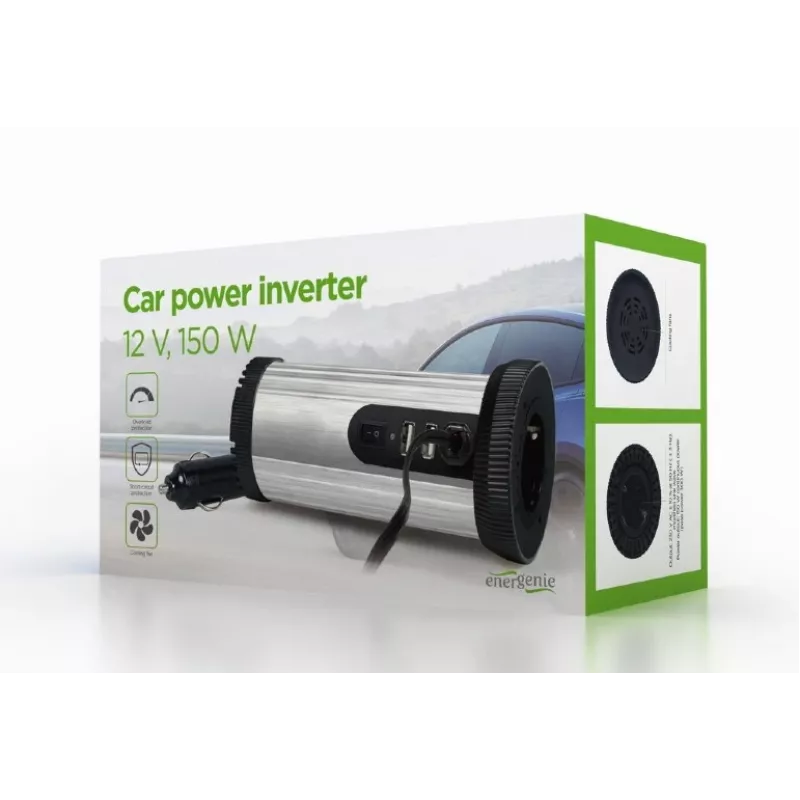 Gembird EG-PWC150-01 automašīnas invertors 150 W Melns, Pelēks