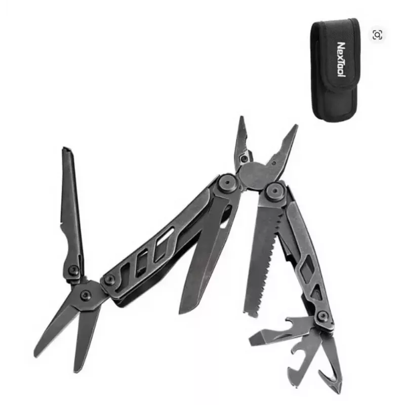Daudzrīks Nextool Mini FLAGSHIP NE20122 — 10-in-1 kompakts nerūsējošā tērauda daudzrīks, melns, 67×27×17 mm, 83 g