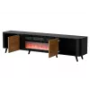 TV skapis Cama Meble Volare 200 x 39 x 49 cm melns/valrieksts ar kamīnu